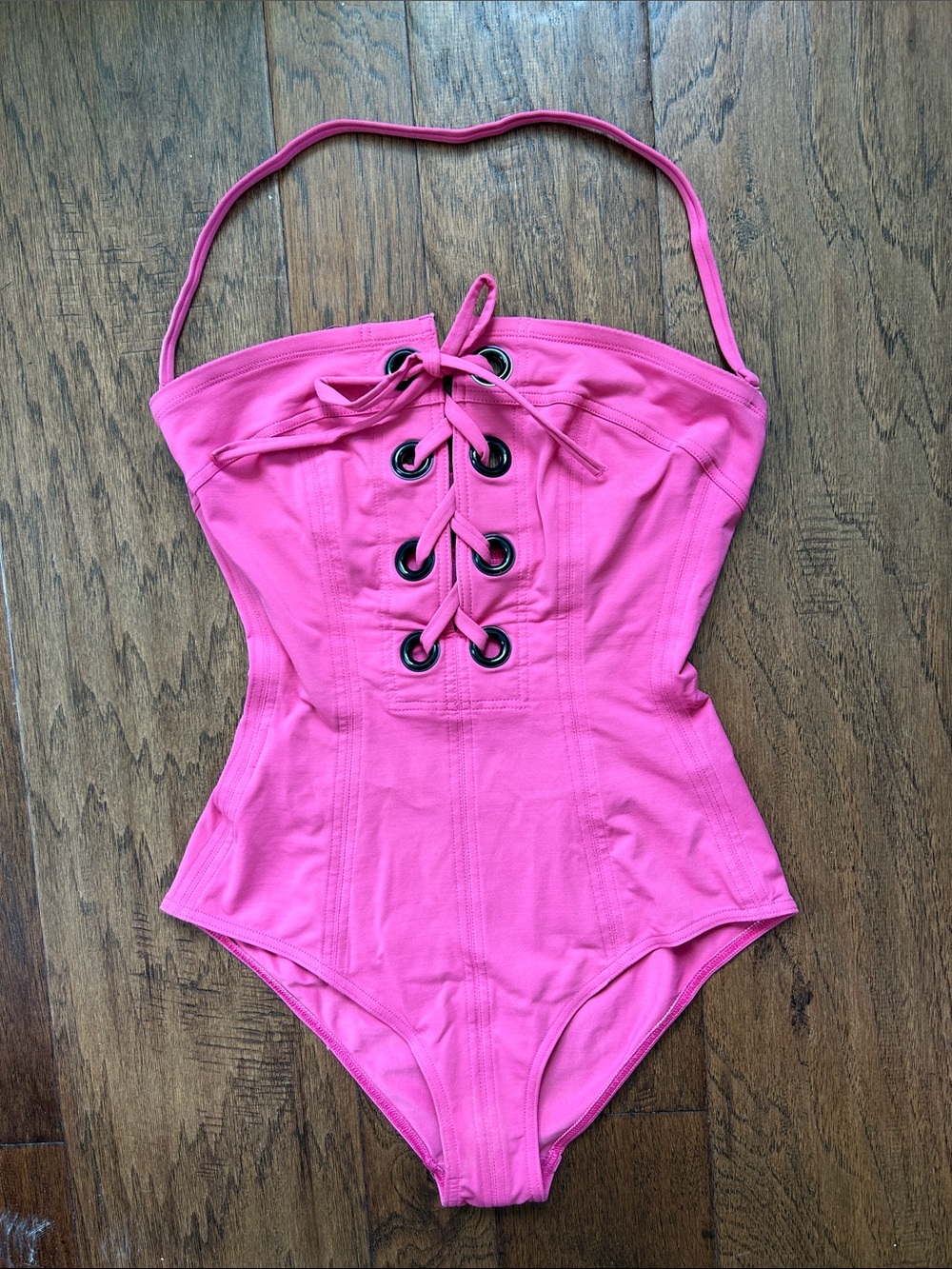 Eres Nikko Mila Lace-Up Bandeau Bathing Suit BRIGHT PINK Great Condition - Picture 10 of 16